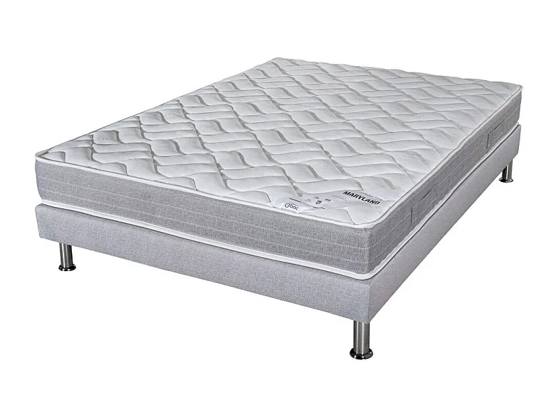Matelas mousse + Sommier Gris clair 140x190 Maryland - Hauteur 20 cm - Soutien ferme