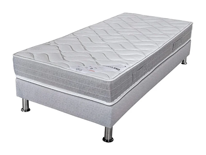 Matelas mousse + Sommier Gris clair 90x190 Maryland - Hauteur 20 cm - Soutien ferme