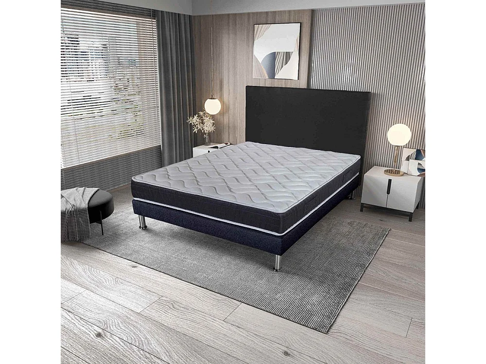 Matelas + Sommier + Tete SR9 Deco 160x200 Malta - Hauteur 20 cm - Soutien très ferme