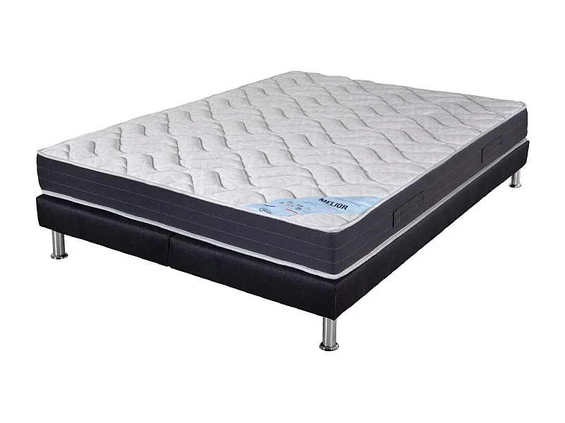 Matelas mousse + Sommier SR9 Deco 160x200 Melior - H. 20 cm - Soutien ferme