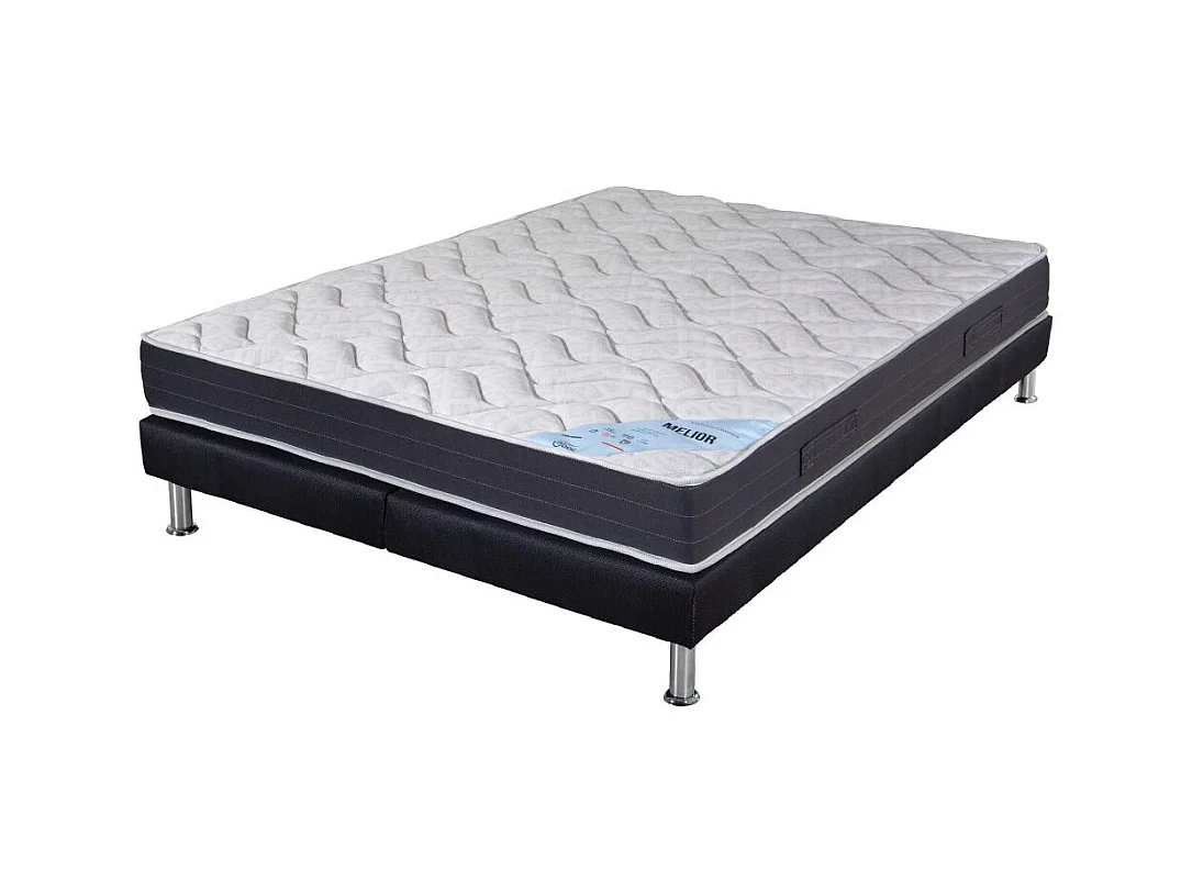Matelas mousse + Sommier SR9 Deco 160x200 Melior - H. 20 cm - Soutien ferme