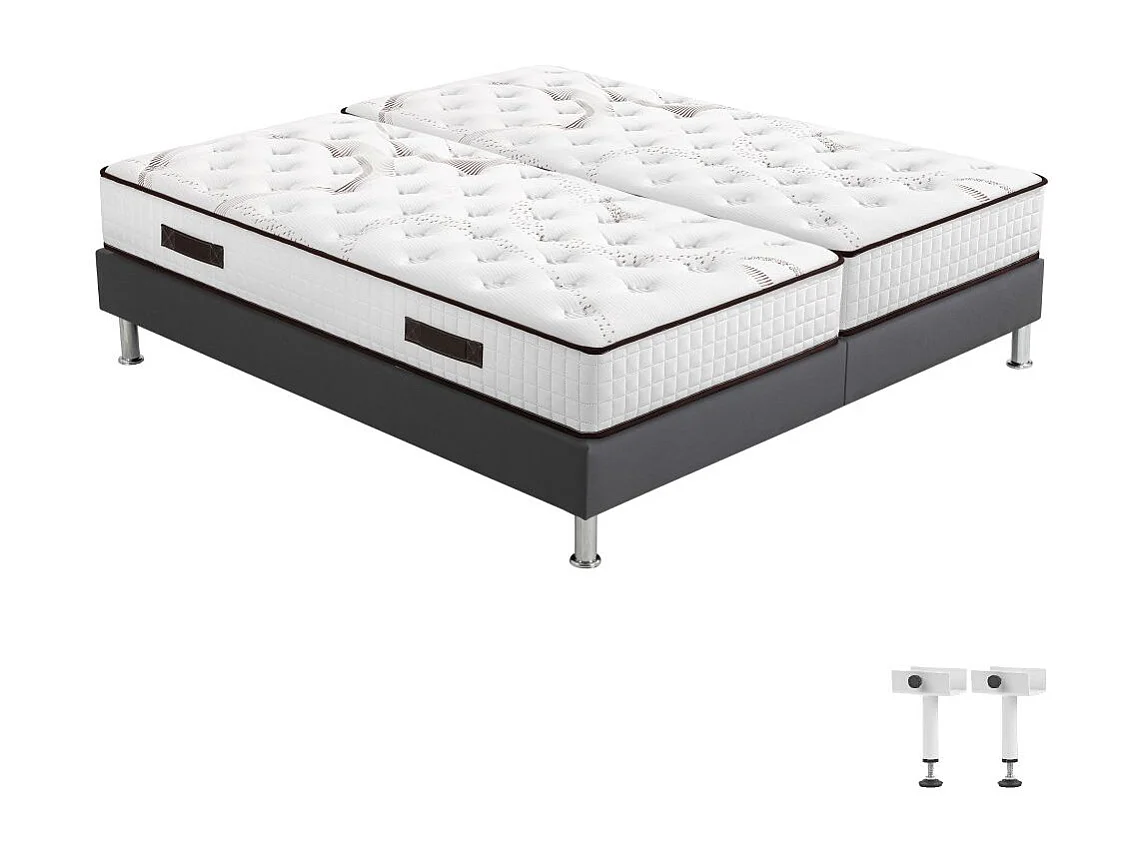 Matelas mousse + Sommier SP18 Volcan 2x80x200 Myriade - H. 21 cm - Soutien équilibré