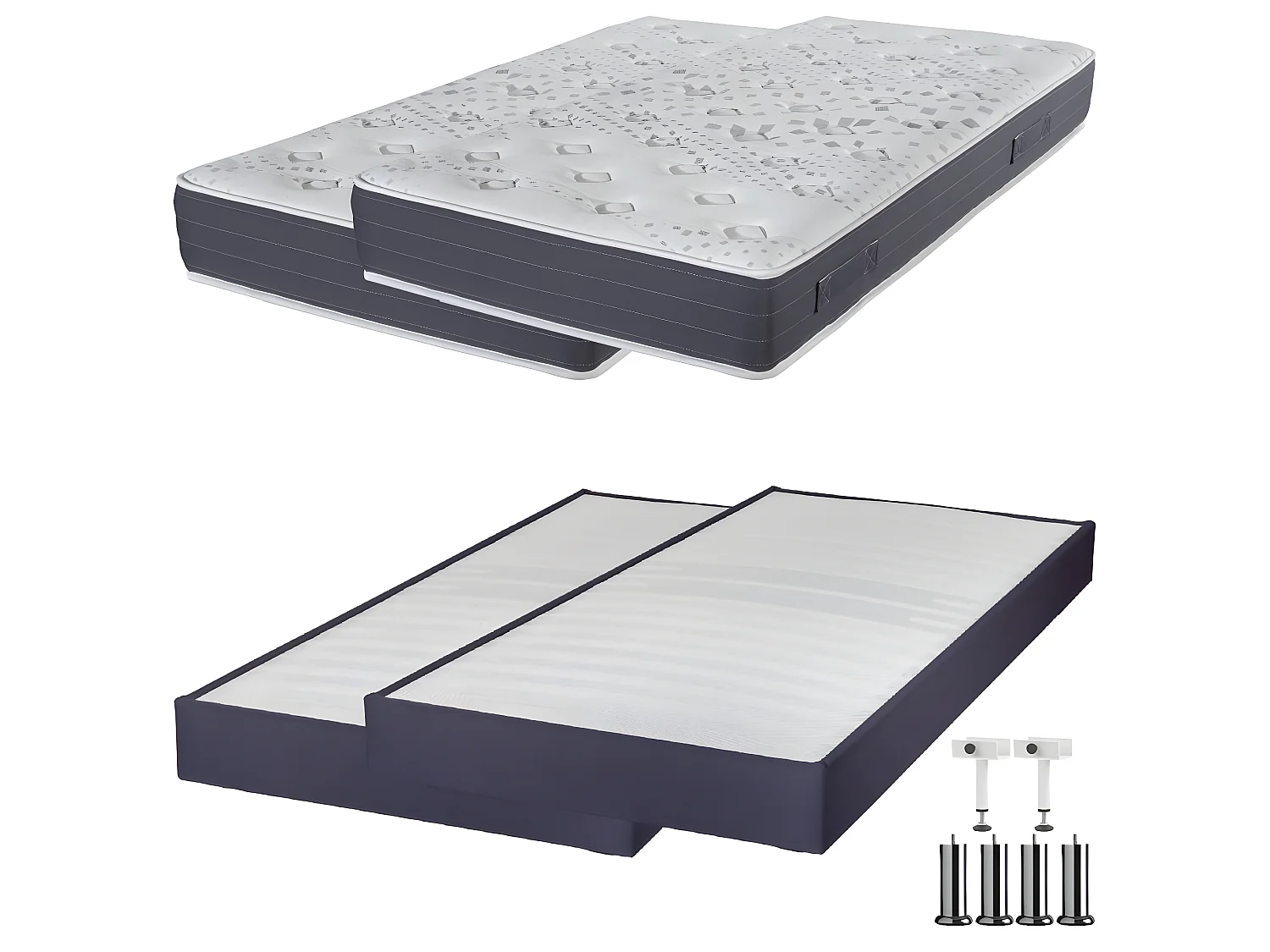Matelas mousse + Sommier Omega Volcan 2x90x190 Majorca - H. 23 cm - Soutien ferme