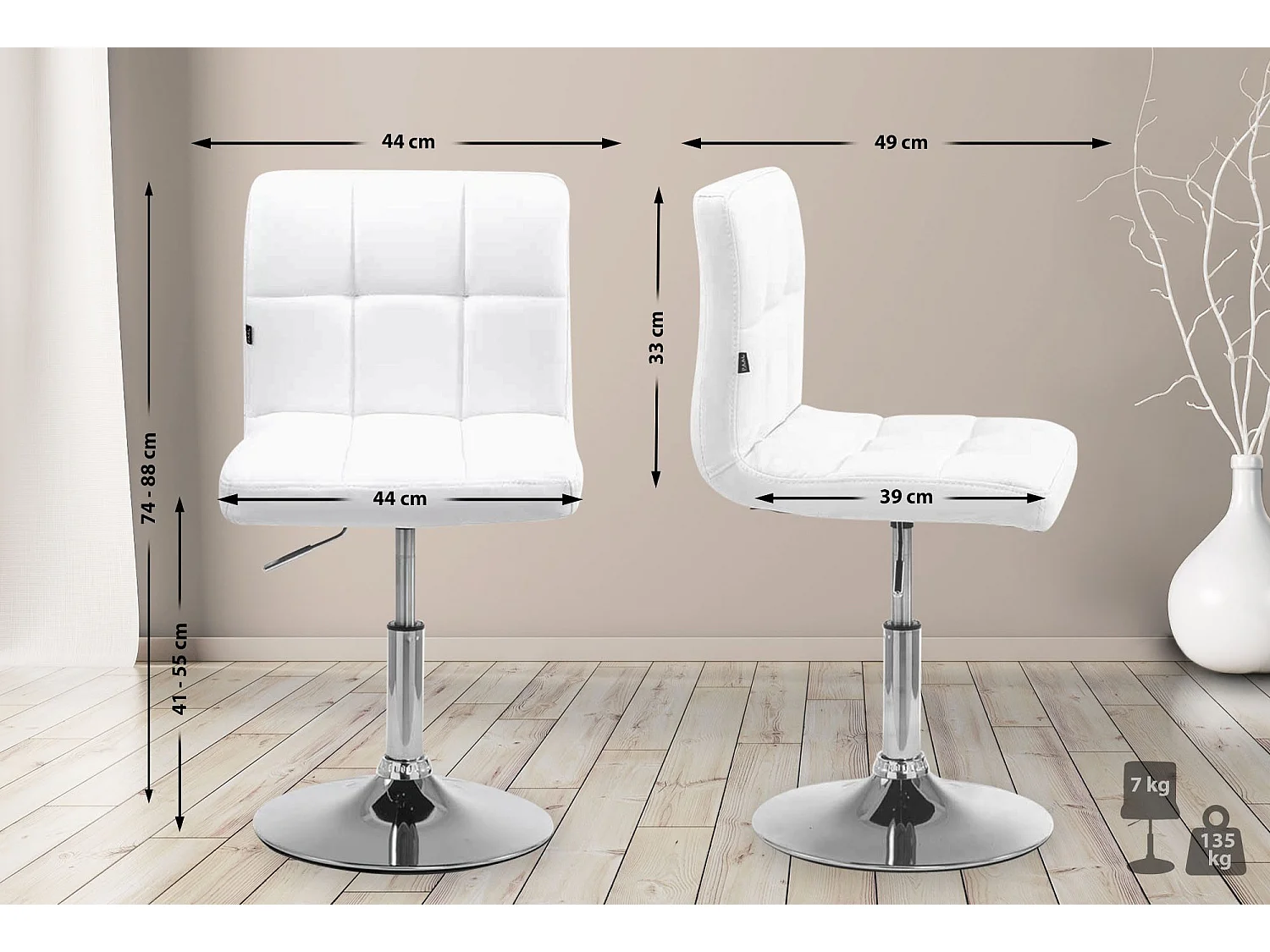 Chaise gondole - Similicuir - Blanc - Palma V2