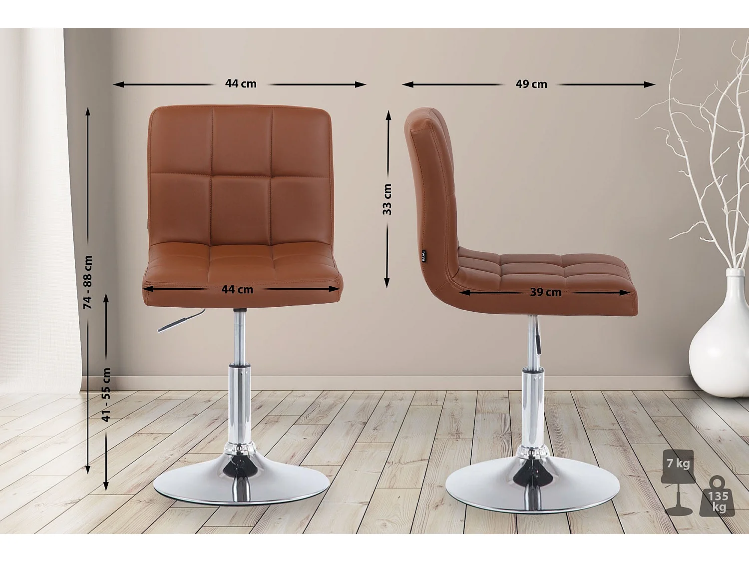 Chaise gondole - Similicuir & Noir - Marron clair - Palma V2