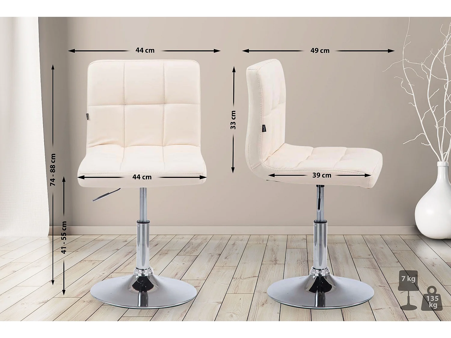 Chaise gondole - Similicuir - Crème - Palma V2