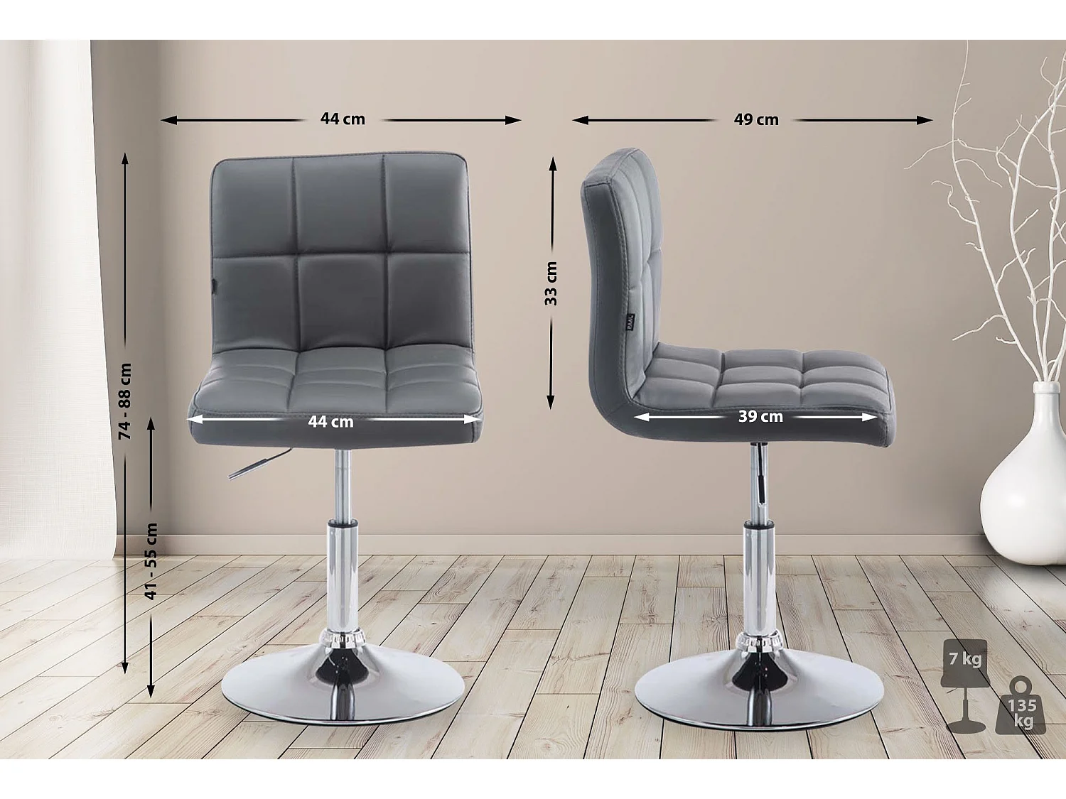 Chaise gondole - Similicuir - Gris - Palma V2