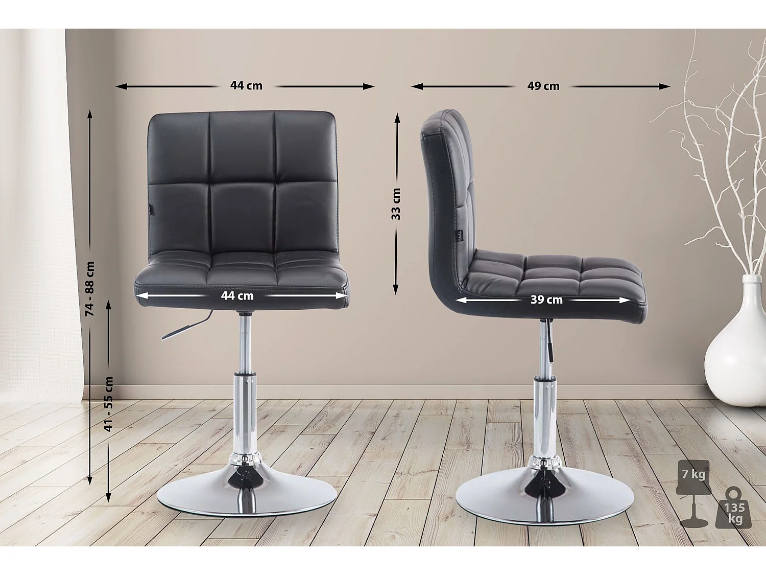 Gondelstoel - Kunstleer - zwart - Palma V2