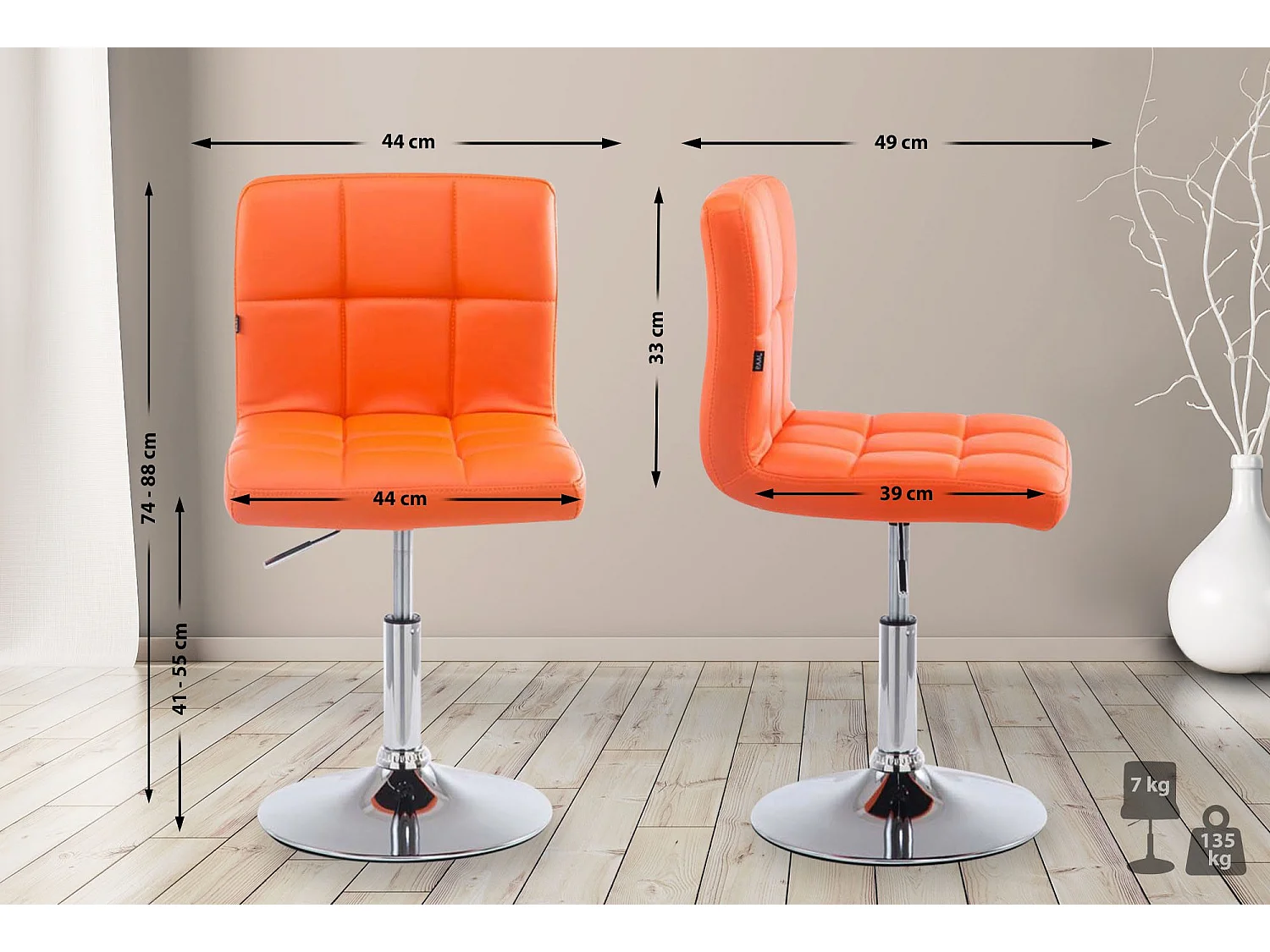 Chaise gondole - Similicuir - Orange - Palma V2