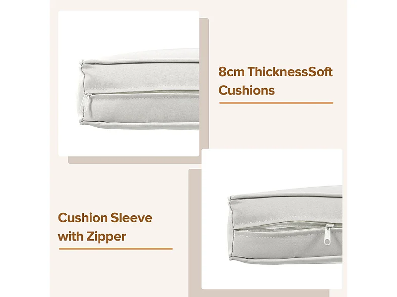 Iron and Rope tuinmeubelen - 2 banken, 2 fauteuils en 2 uitschuifbare salontafels - met alle kussens - Grijs