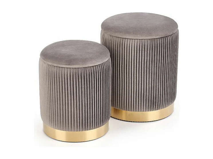 Zestaw puf MONTY VELVET szare/złote