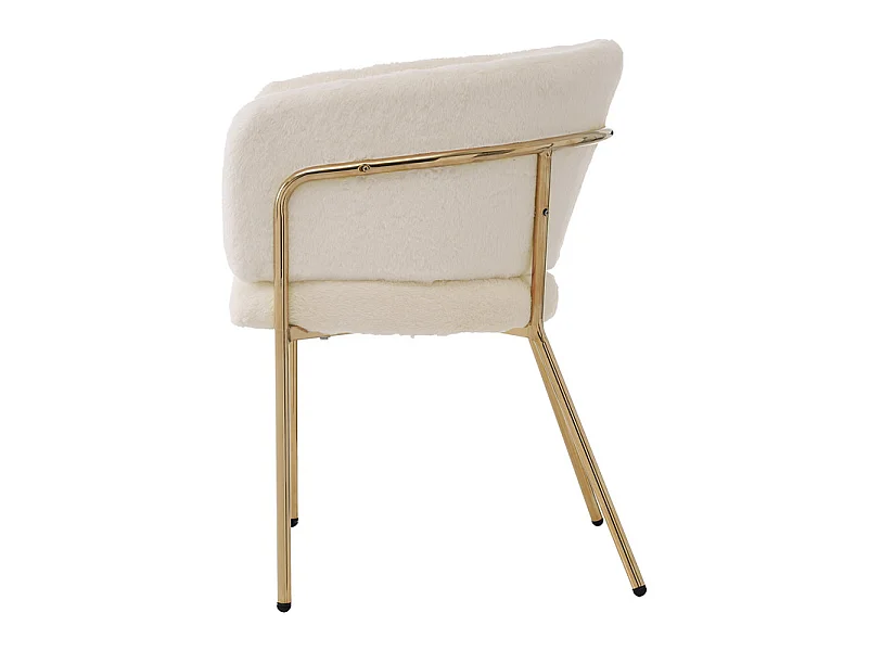 1 Poltrona para sala de jantar, sala de estar ou quarto - em imitação de penas de coelho - com 4 pés em metal dourado - Bege