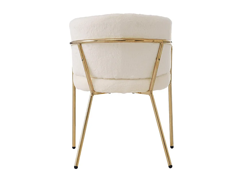1 Poltrona para sala de jantar, sala de estar ou quarto - em imitação de penas de coelho - com 4 pés em metal dourado - Bege