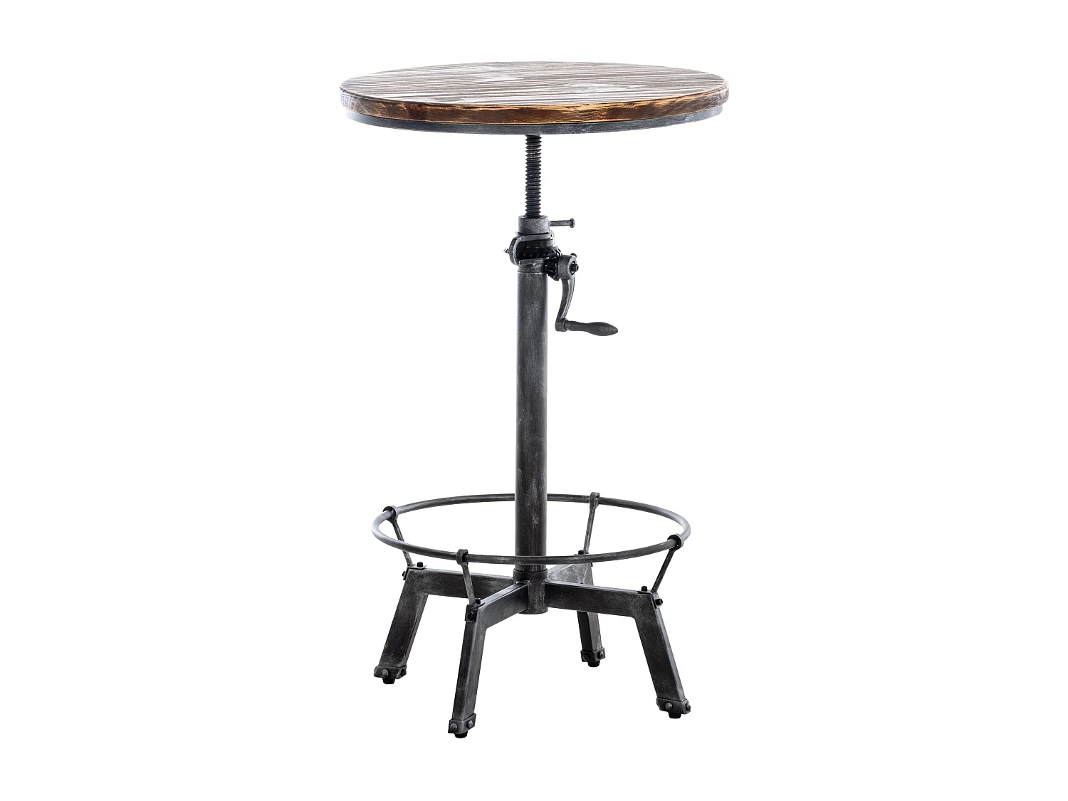 Table haute en bois métal argenté 59 x 59 x 84 cm TAB10064