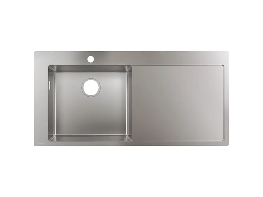 Evier à encastrer 1 bac HANSGROHE S71 450 avec égouttoir à droite sans vidage inox