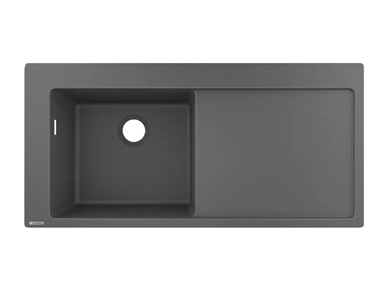 Evier à encastrer 1 bac HANSGROHE S51 450 égouttoir à droite avec vidage auto gris pierre