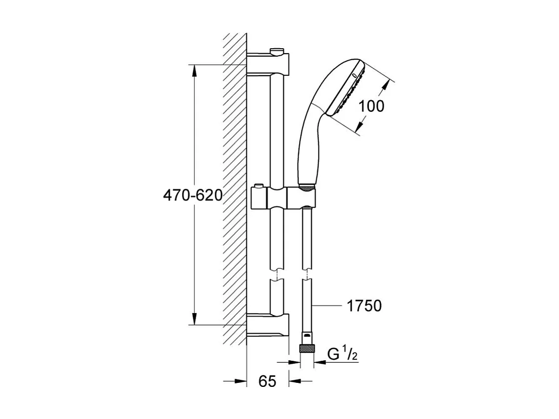Pack mitigeur douche thermostatique GROHE Precision Start noir mat + ensemble GROHE Vitalio Start avec barre + support + pommeau