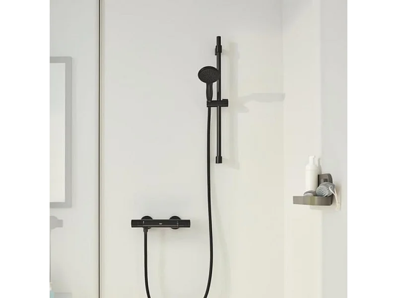 Pack mitigeur douche thermostatique GROHE Precision Start noir mat + ensemble GROHE Vitalio Start avec barre