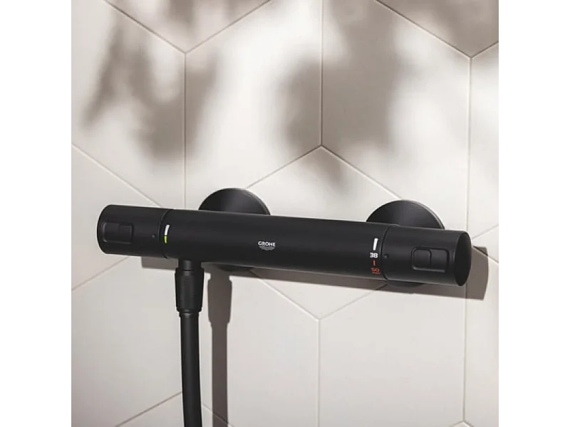 Pack mitigeur douche thermostatique GROHE Precision Start noir mat + ensemble GROHE Vitalio Start avec barre