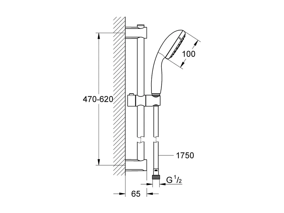 Pack mitigeur douche thermostatique GROHE Precision Start noir mat + ensemble GROHE Vitalio Start avec barre