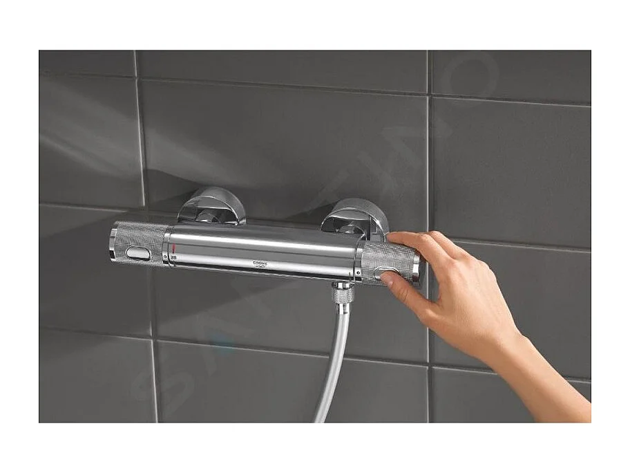 Mitigeur douche thermostatique mural Precision Feel + Ensemble de douche 2 jets avec barre Vitalio Start 100 GROHE Chrome