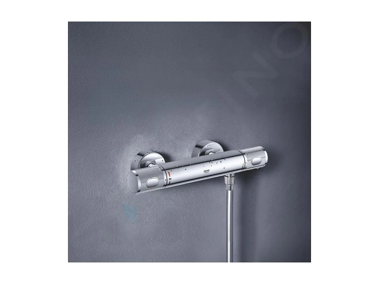 Mitigeur douche thermostatique mural Precision Feel + Ensemble de douche 2 jets avec barre Vitalio Start 100 GROHE Chrome