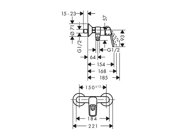 Mitigeur douche mécanique HANSGROHE Logis Loop C2 chromé