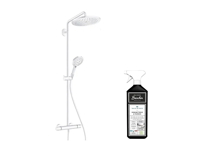 Colonne de douche thermostatique HANSGROHE Croma Select S 280 EcoSmart blanc mat + nettoyant Briochin