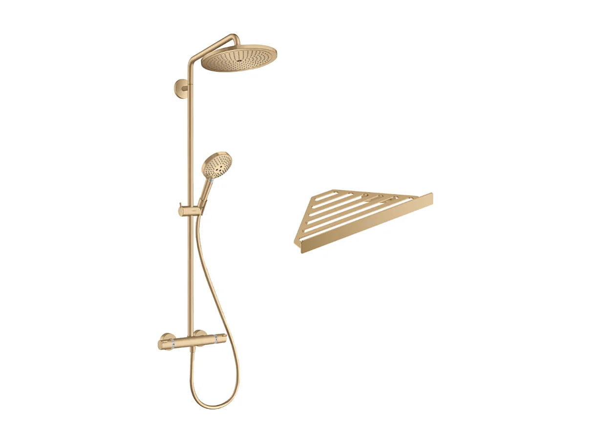 Colonne de douche thermostatique HANSGROHE Croma Select S 280 bronze brossé + tablette AddStoris