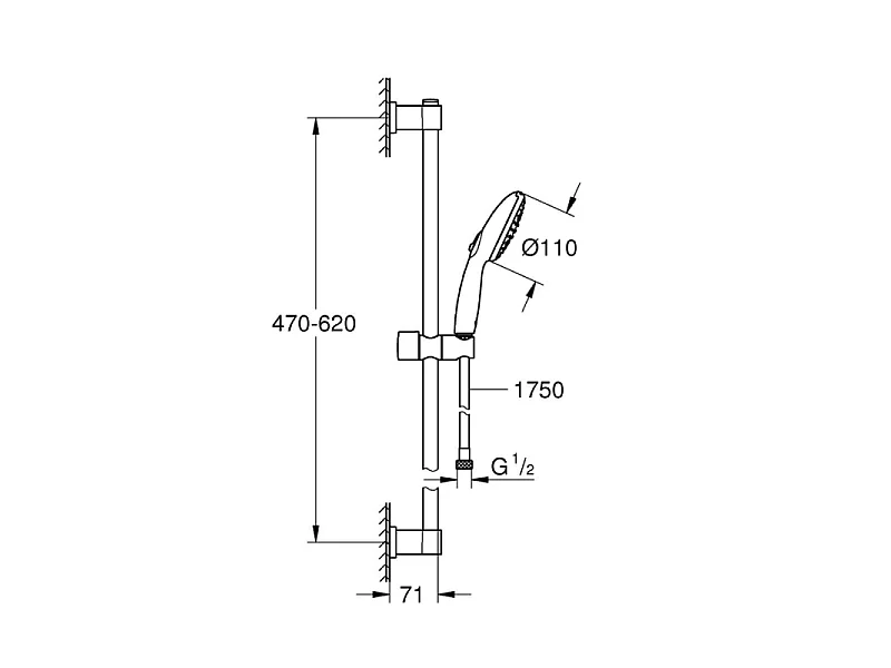 Pack mitigeur douche mécanique GROHE Start 2021 + ensemble de douche 2 jets GROHE Vitalio Start avec barre chromé