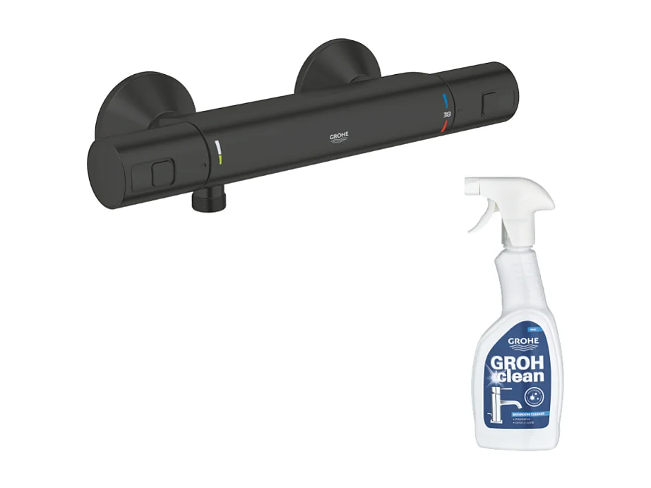 Mitigeur de douche thermostatique GROHE Precision Start noir mat + nettoyant