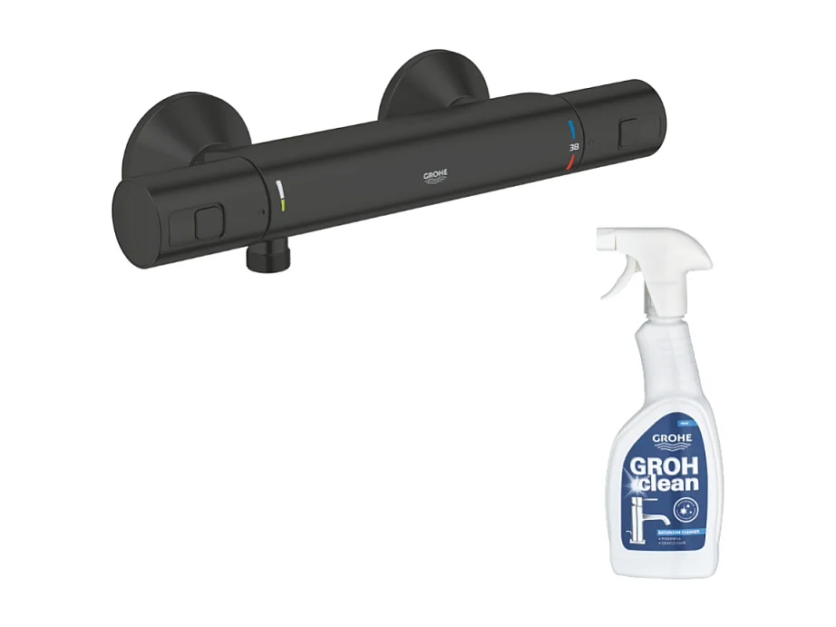 Mitigeur de douche thermostatique GROHE Precision Start noir mat + nettoyant