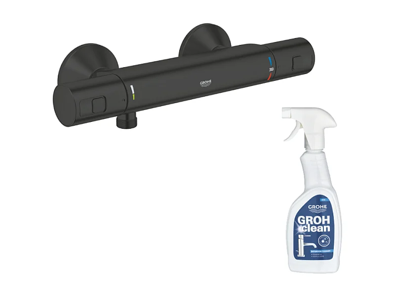 Mitigeur de douche thermostatique GROHE Precision Start noir mat + nettoyant