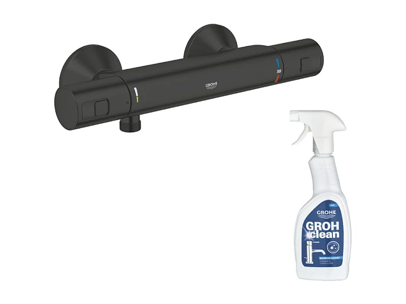 Mitigeur de douche thermostatique GROHE Precision Start noir mat + nettoyant