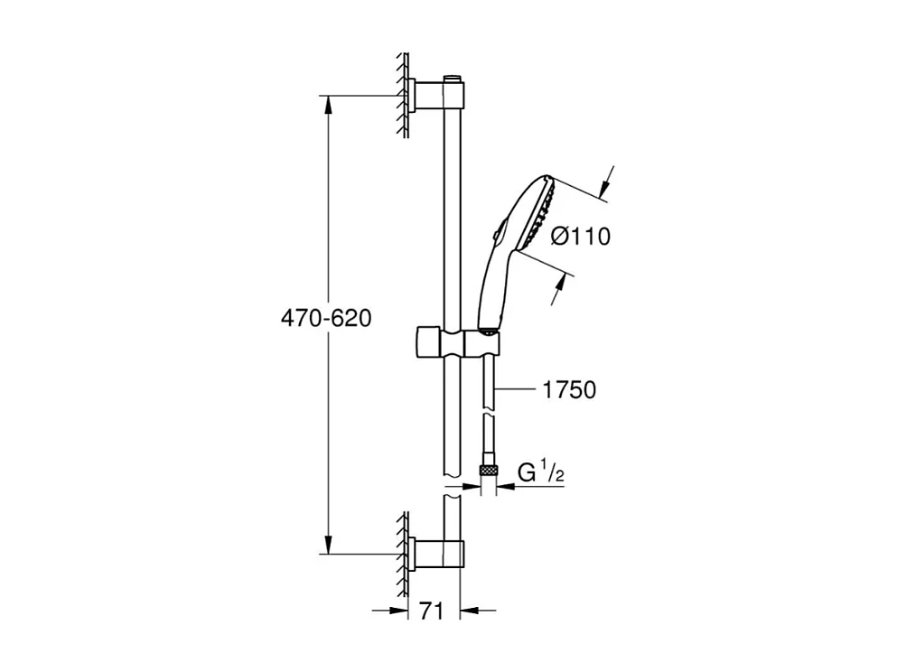 Pommeau de douche GROHE Quickfix Vitalio Start 110 2 jets avec barre + microfibre