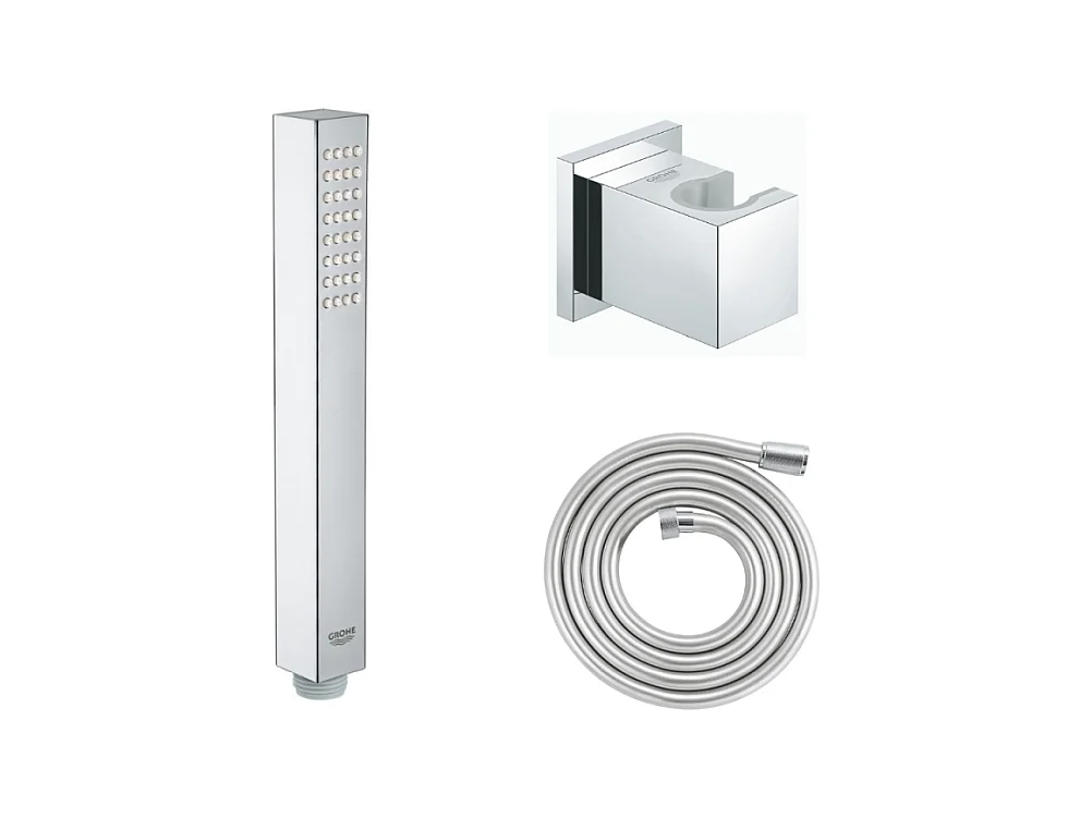 GROHE Douchette 1 jet Vitalio Joy Cube Stick chromé avec flexible 200 et support carré