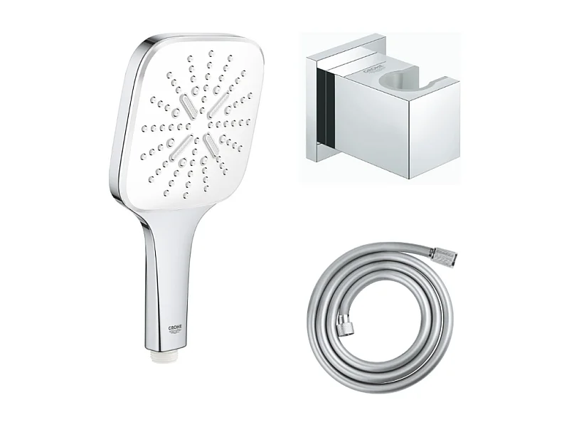 GROHE Douchette Vitalio Smartactive avec flexible Twistfree VitalioFlex Comfort 1750 chromé et support mural cube Euphoria