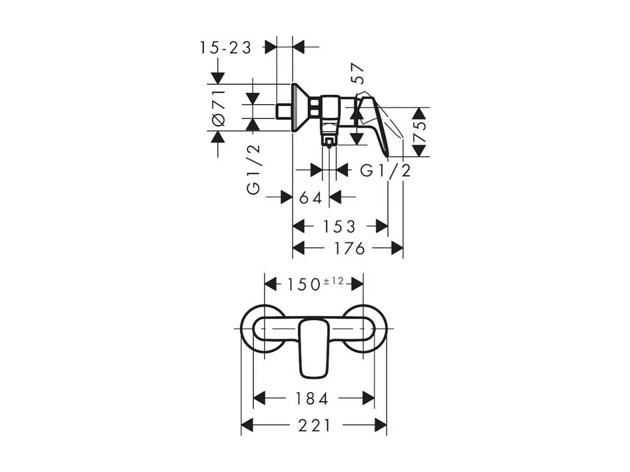 Mitigeur douche mécanique HANSGROHE Logis chromé
