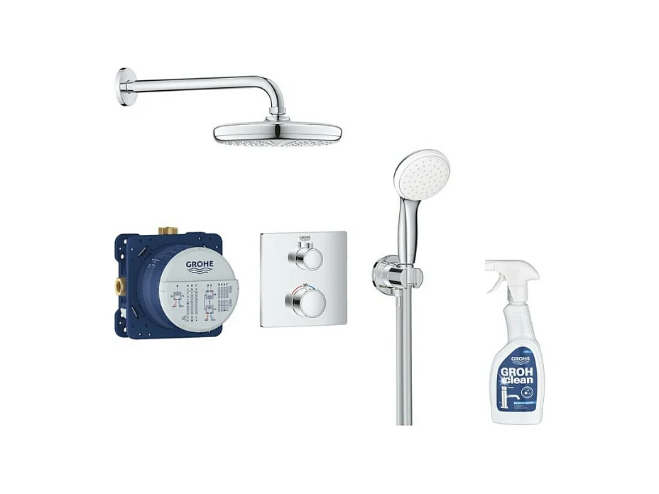 GROHE Ensemble douche encastrable Grohtherm Tempesta 210 avec nettoyant robinetterie GrohClean