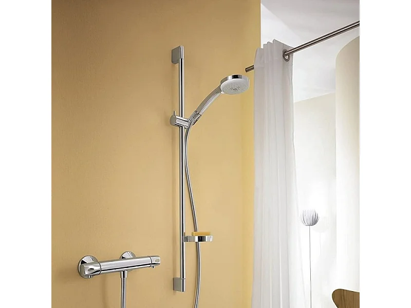 HANSGROHE Ensemble de douche rond 4 jets Croma Vario chrome avec flexible, barre et tablette