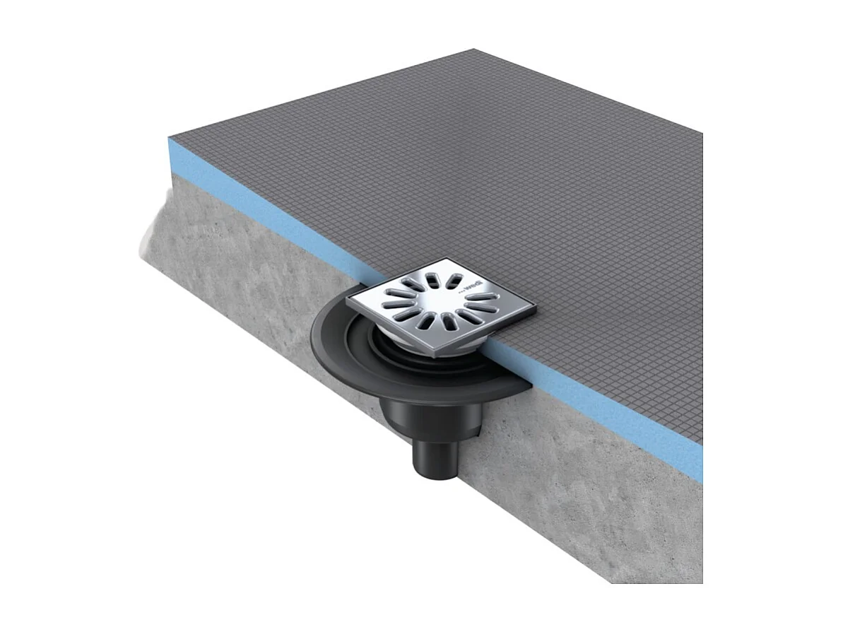 Bonde de douche sortie verticale WEDI avec grille carrée