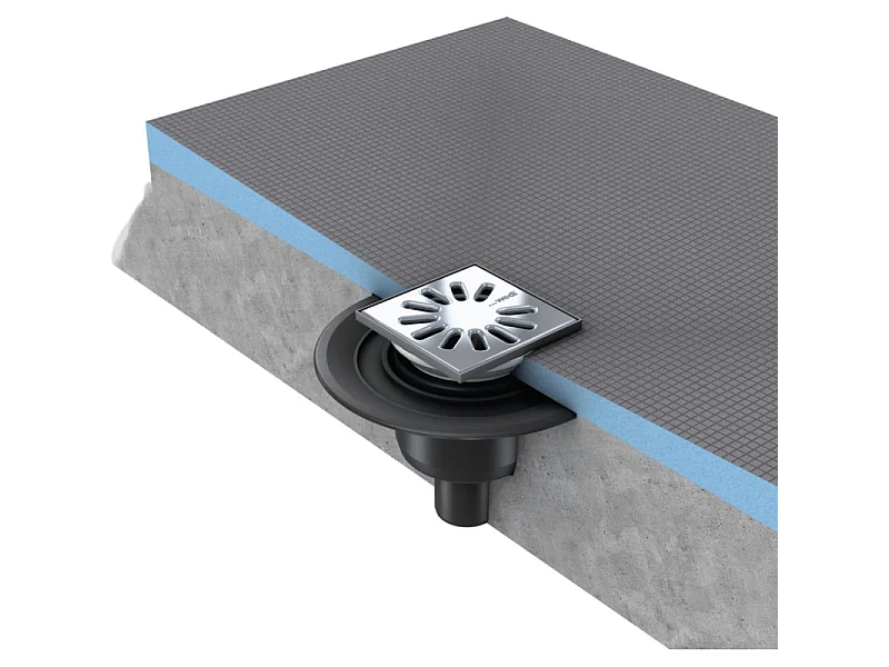 Bonde de douche sortie verticale WEDI avec grille carrée