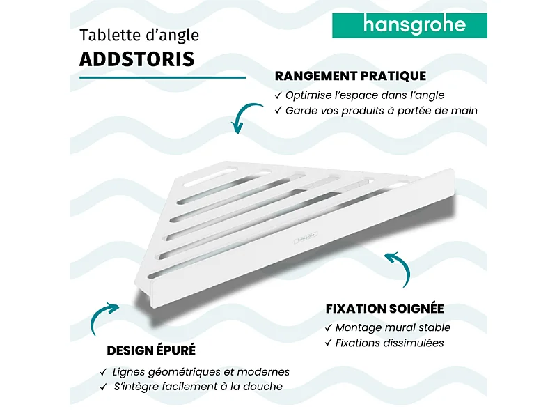 Tablette d'angle HANSGROHE AddStoris blanc mat