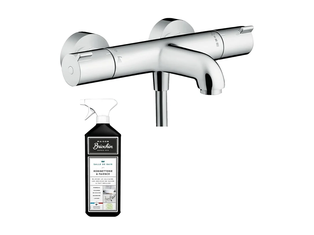 Mitigeur bain douche thermostatique HANSGROHE Ecostat 1001 CL chromé + nettoyant Briochin
