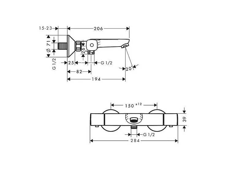 Mitigeur bain douche thermostatique HANSGROHE Ecostat Universal chromé + nettoyant Briochin