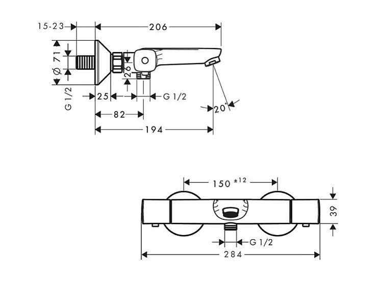 Mitigeur baignoire thermostatique HANSGROHE Ecostat Universal chromé + nettoyant Briochin
