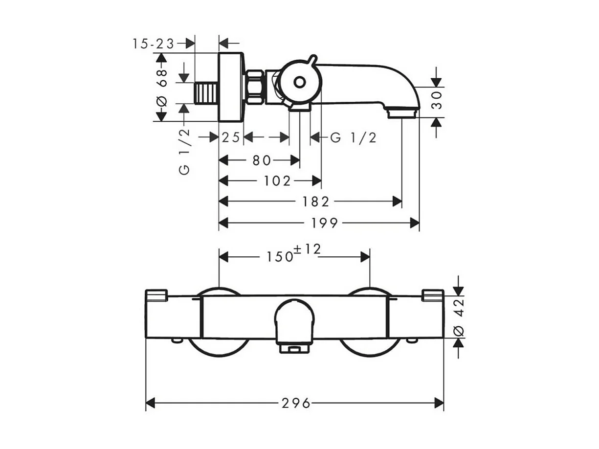 Mitigeur baignoire thermostatique HANSGROHE Ecostat 1001 CL chromé