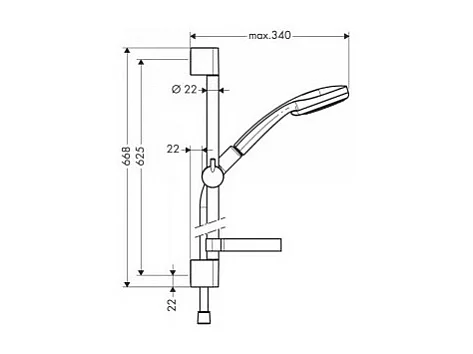 Hansgrohe Mitigeur thermostatique bain Ecostat e avec barre et douchette 4 jets Vario chrome