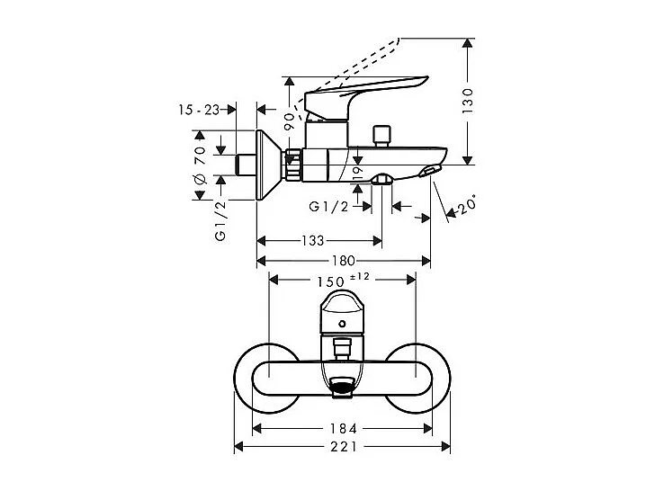 Mitigeur bain douche mécanique HANSGROHE Logis E chromé
