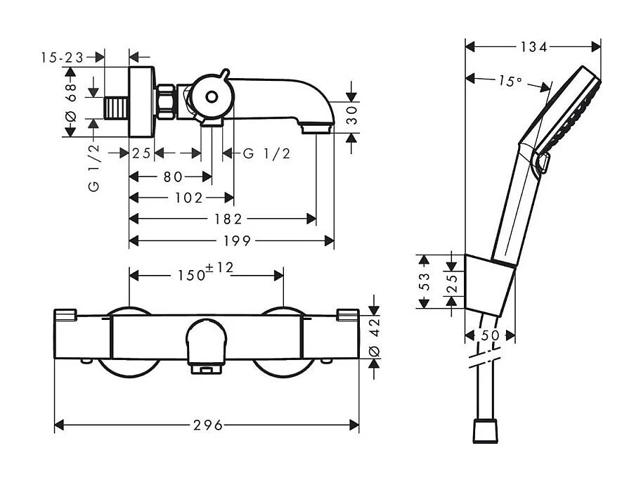 HANSGROHE Ensemble bain douche Vario avec mitigeur Ecostat 1001